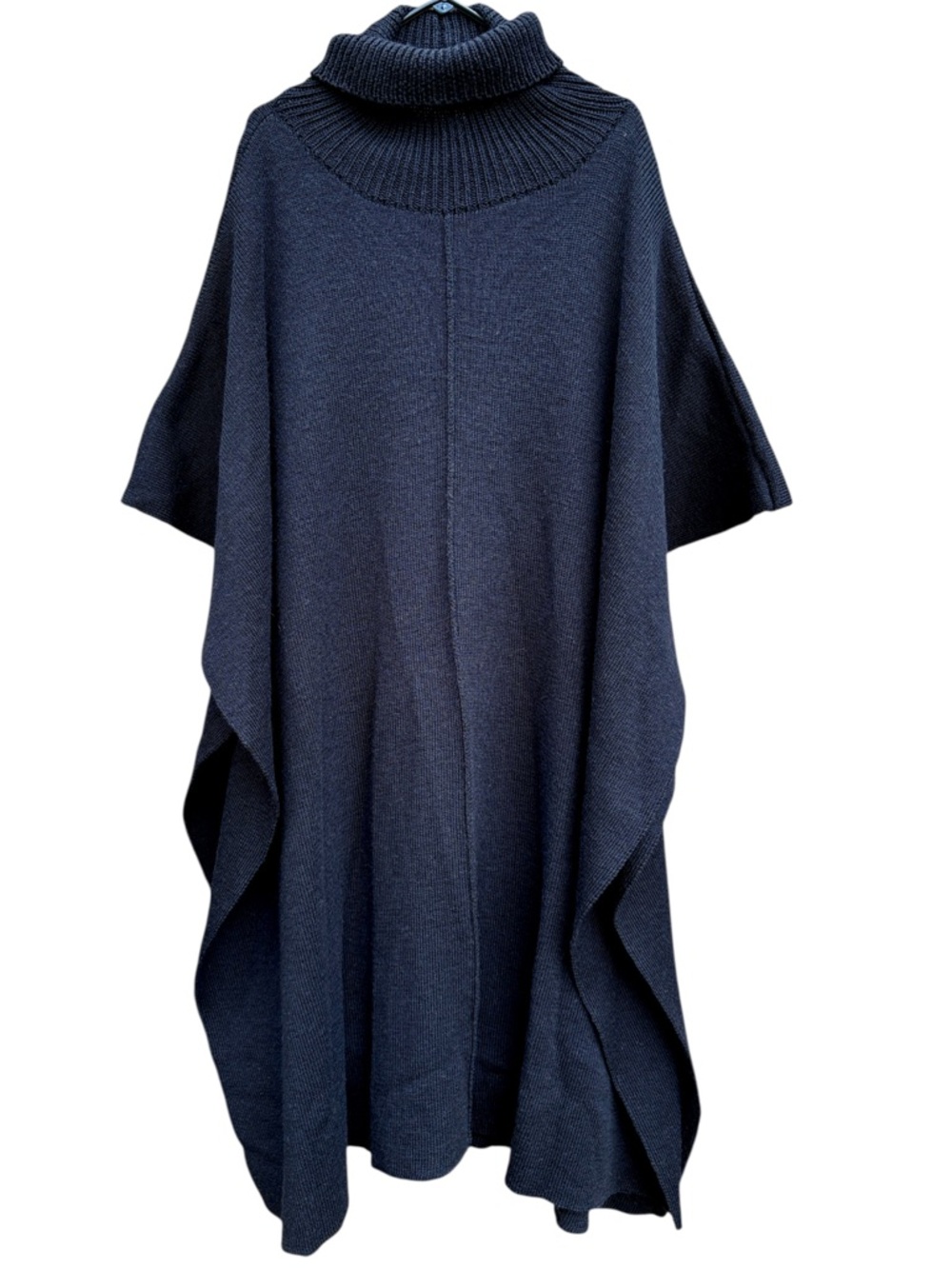 EUC Joseph Tricot 100% Wool Made in England Long Line Poncho Sweater Black 1 Sz.